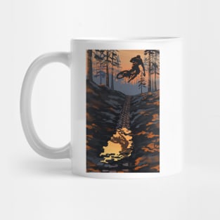 Retro styled mountain biking dirt jumper sunset Mug